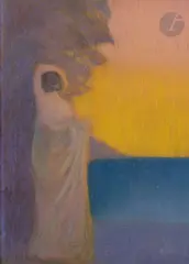 Jeune femme au bord d’un lac by Alphonse Osbert, Pastel, sold Apr 2021