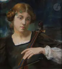 Violoniste by Edgar Maxence, Pastel, sold Apr 2021