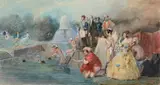La fontaine de jouvence, sujet humoristique by Eugène Lami, Aquarelle, sold Mar 2014