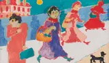 Femmes au panier, circa 1964 by Fikret Mualla Saygı, Gouache sur papier, sold Dec 2008