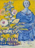 Femmes à la tunique bleue, circa 1960 by Fikret Mualla Saygı, Gouache sur papier, sold Dec 2008