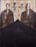 Le Double, août 1994 by Max Neumann, Huile et collages sur papier contrecollé sur toile, sold Dec 2008