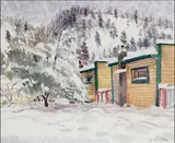 Cabins, Fraser Canyon, BC (02665/2013-2683) by John Ensor, 1941, watercolour on paper, sold Sep 2015