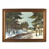 Winter Landscape by Frederick Jacobsen, Oil on canvas, sold Jul 2019