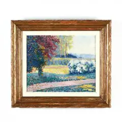 Sunlit Field by Germain Guibal, Oil on canvas, sold Jun 2019