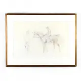 Horse Racing Sketch by Bernard De Claviere, Graphite, sold Jun 2019