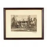 Etching of a House by Robert Shaw, Etching in brown ink, sold Jun 2019