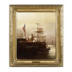 Along the Docks by William Lees Judson, Oil on canvas, sold Jun 2019