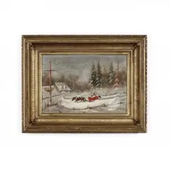 A Sleigh Ride by Cornelius Krieghoff, Oil on canvas laid on hardboard panel, sold Jun 2019
