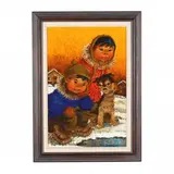 Eskimo Children with Dog by Joan Arnend Kickbush, Oil on board, sold May 2019