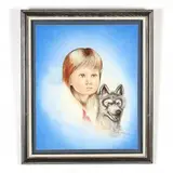 Child & Wolf by Thomas E. Parker, Mixed media on paper, sold May 2019