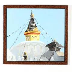 Untitled (Buddhist Stupa, Kathmandu, Nepal) by Philip Moose, Acrylic on panel, sold May 2019