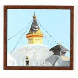 Untitled (Buddhist Stupa, Kathmandu, Nepal) by Philip Moose, Acrylic on panel, sold May 2019