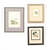 Three Nature Illustrations by Susan Carlton Smith, Watercolor and ink on paper, sold May 2019
