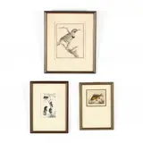 Three Prints by Benson B Moore, Two are etchings (one with hand coloring), sold May 2019