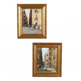 Pair of Neapolitan Street Scenes by Giuseppe Rispoli, Oil on board, sold May 2019