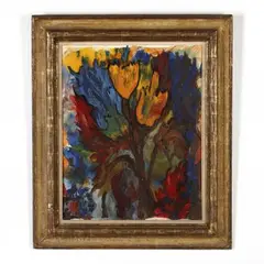 Expressionist Still Life with Tulips by Amintore Fanfani, Oil on canvas, sold May 2019
