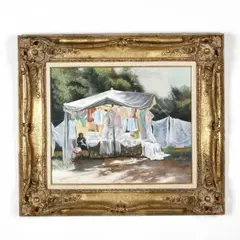 Outdoor Market by L. Edōuard Coble, Pastel on board, sold May 2019