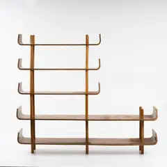 Regal / Raumteiler '545' by Wilhelm Lutjens, 1953, Schichtholz mit Buchenholzfurnier, Buchenrundholz (Den Boer, Gouda), sold Jun 2022