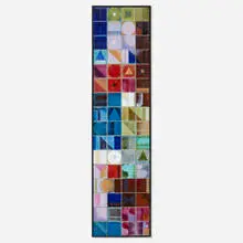 Untitled (frieze) by Kay Whitcomb, 1956, enamel on steel tiles, wood frame, sold Jan 2022