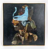 Untitled by Fred Otnes Jr., Oil & collage, sold Nov 2022