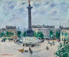 Place de la Bastille by Gustave Loiseau, 1922, Huile sur toile, sold Dec 2022