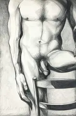 Untitled (Nude) by Lowell Nesbitt, 1975, graphite on artist's board, sold Dec 2025