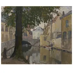 Untitled (Canal Scene) by Louis-Marie Désiré-Lucas, 1924, oil on canvas, sold Feb 2026