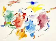 Untitled (Abstract in Colors) by Michael Loew, 1983, watercolor on paper, sold Mar 2026