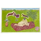 Untitled (Lovers Picnic with Deer) by Janet Cooling, 1980, colored pencil on paper, sold Mar 2026