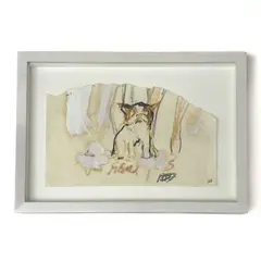 Yves Saint Laurent's Pug by Joe Eula, 2002, graphite, ink, and watercolor on paper, sold Mar 2026