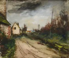 La Route au village by Maurice de Vlaminck, vers 1930, Gouache, sold Apr 2021
