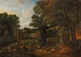 ET (BRUXELLES 1644-1711) Paysage avec l'abbaye de la Cambre by Pieter Bout Et Adriaen Frans Boudewyn, Toile (restaurations), sold Nov 2008