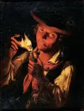 Jeune fumeur de pipe by Angelo Inganni, Toile signée en bas à droite, sold Nov 2008