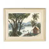 Tropical Scene by William Henry, Watercolor on paper, sold May 2019