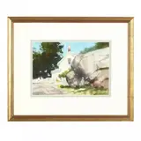 Street View with House and Two Figures by Lee Everett, Watercolor, sold May 2019