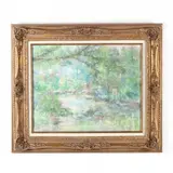 Impressionist Garden Scene by Philip Lekki, Pastel, sold Apr 2019