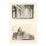 Two Views of St. Peter's Basilica, The Vatican by Giovanni Battista Piranesi, Etchings on heavy laid paper, sold Apr 2019