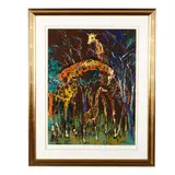 Giraffe Family by LeRoy Neiman, Serigraph in colors, sold Mar 2019