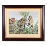 Three Primates by Julius Moessel, Gouache on paper or board, sold Mar 2019