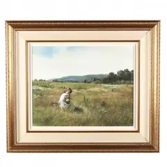 Gathering Flowers by Adolf Sehring, Oil on canvas, sold Mar 2019
