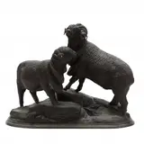 Merino Ram and Ewe by Jules Moigniez, Bronze with deep brown patina, sold Mar 2019