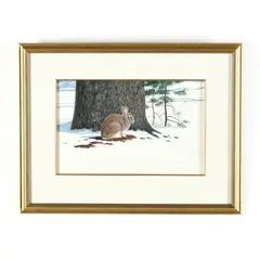 A Rabbit in Winter by Douglas Cave, Watercolor on paper, sold Feb 2019