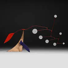 Red Tail by Alexander Calder, 1964, sheet metal, brass, wire and paint, sold Oct 2023