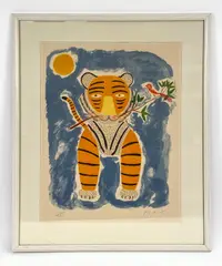 Untitled by Henri Maik, Color lithograph tiger, sold Jan 2023