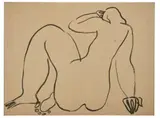 Nu assis de dos by San Yu ou Chang Yu, Encre sur papier, sold Jun 2022