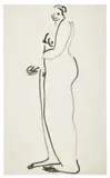 Nu debout de profil by San Yu ou Chang Yu, Encre sur papier, sold Jun 2022