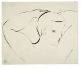 Femme aux bras relevés by San Yu ou Chang Yu, Encre sur papier, sold Jun 2022