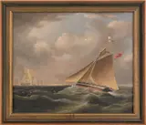 naval scene by Richard Ball Spencer, oil on canvas, sold Apr 2011