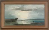 coastal scene titled A Summer Moonrise by John Faulkner, watercolor, sold Apr 2011